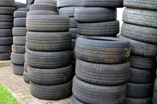 Mature Auto Tires Storage Stock Disposal