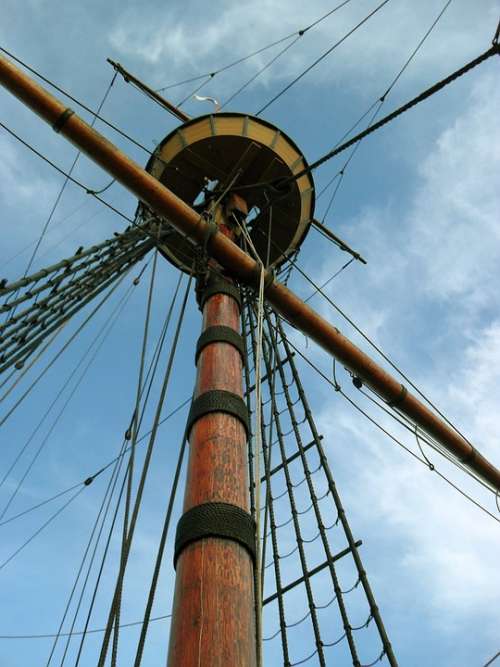 Mayflower Mast Ship Sailboat Crows Nest Marine