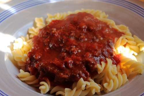 Meat Sauce Noodles Fusilli Bolognese Pasta Sauce