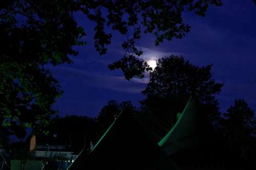 Medieval Market Army Camp Tents Trees At Night