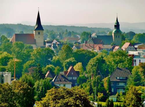 Melle Germany Village Town Mountains Churches