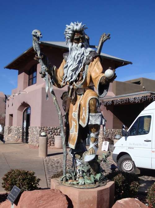 Merlin Wizard Statue Mystic Magical Beard Fantasy