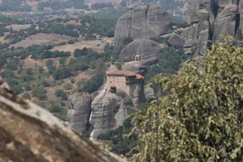 Meteora Monastery Greece Cliff