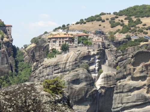 Meteora Monastery Mountain Landscape Rock Greece