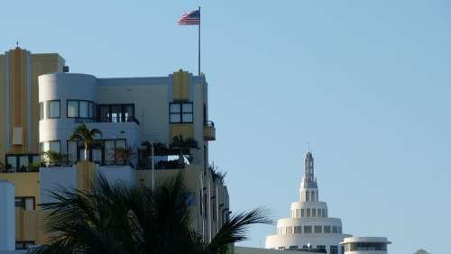 Miami Beach Building Architecture Florida Flag