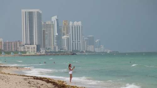 Miami Miami Beach Skyline Coast Ocean Beach