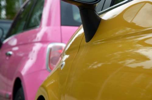 Mini Cooper Cars Traffic Pink Yellow Shine Colour