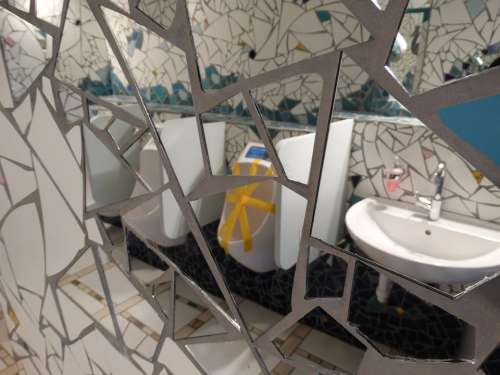 Mirror Toilet Reflections Ceramic Art Mosaic