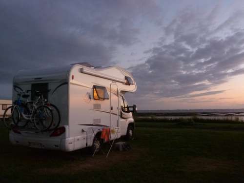 Mobile Home Camping Vacations Vehicle Abendstimmung