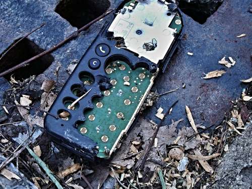 Mobile Phone Destroyed Waste Trash