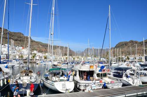 Mogan Harbor Gran Canaria Spain Boats