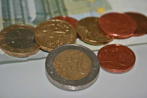 Money Euro Currency Coins Metal Bills Dollar Bill
