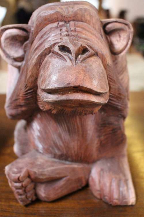Monkey Sculpture Carving Art Wood Carving Animal