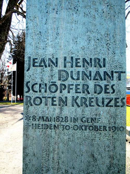 Monument Back Inscription Jean Henri Dunant