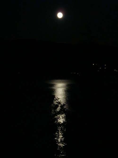 Moon Reflection Ocean Night Calm Dark Midnight