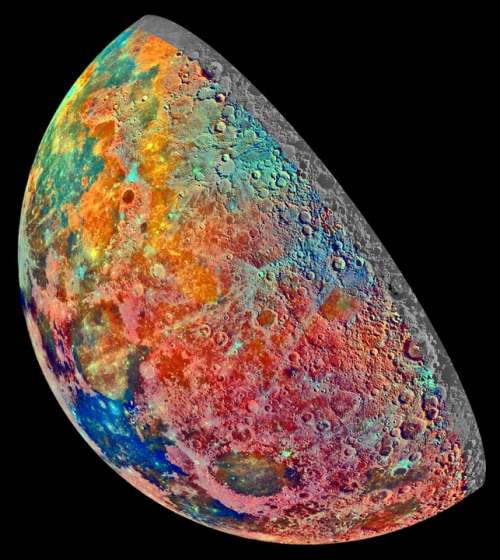 Moon Increasingly False Color Space Crater