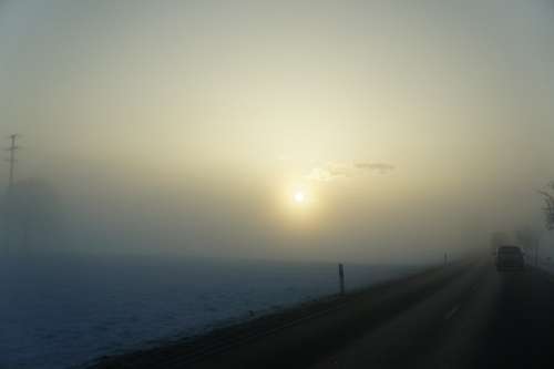 Morning Sun Road Mood Grey Winter Winter Sun Sun