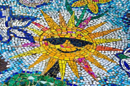 Mosaic Sun Tiles Stone Summer Creative Arts