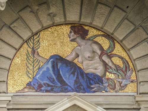 Mosaic Artwork Building House Government Munich