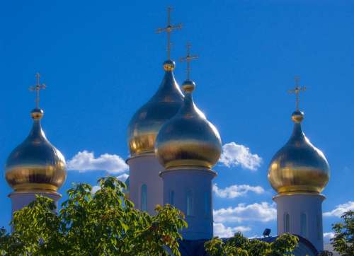 Moscow Church Orthodox Gold Dome Architecture