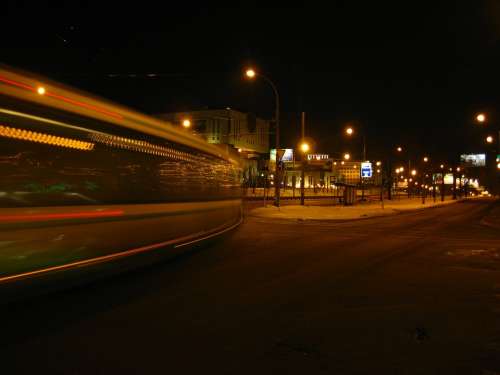 Moscow Tram Night Russia