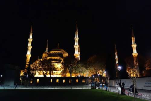 Mosque Night Lights Muslim Islamic Islam Istanbul