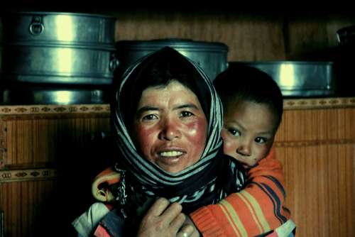 Mother Ladakh India Tibet Child Boy