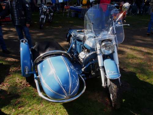 Moto Guzzi Motorcycle Cycle Sidecar Blue Sharp