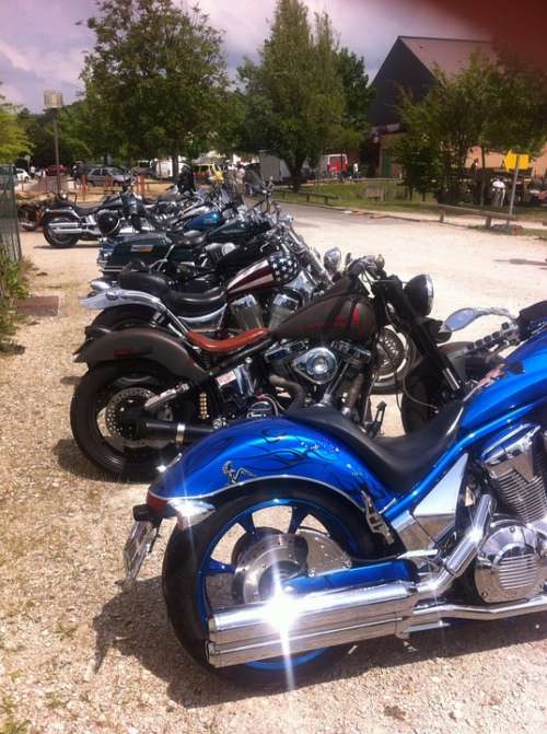Motorcycle Blue Harley