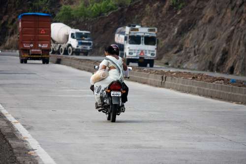 Motorcycle Bike Traffic India Transportation Road