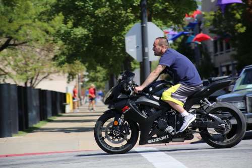 Motorcyclist Motorcycle Man Biker Riding Bike Bike