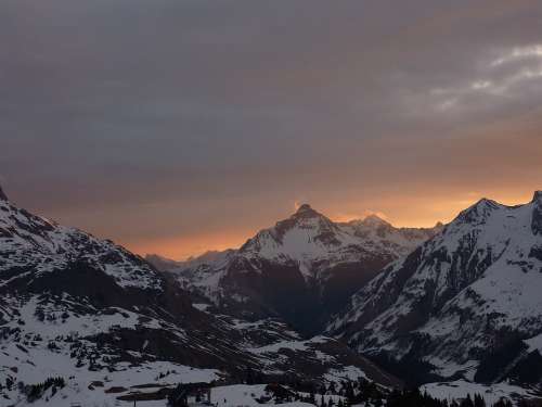 Mountain Kriegerhorn Lech Am Arlberg Snow Sunrise