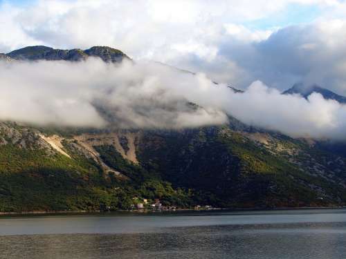 Mountain Clouds Sea Scenic Landscape Background