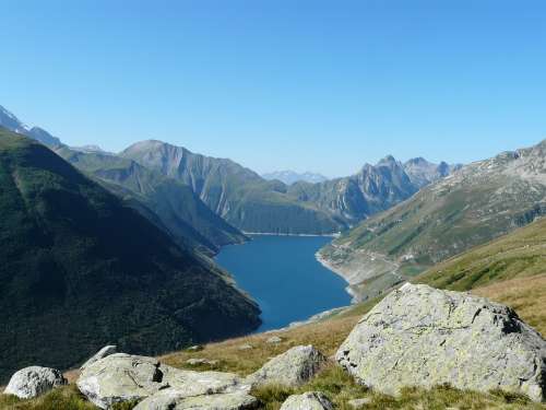 Mountain Lake Landscape Alps Mercantour Nature