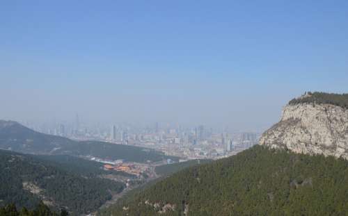 Mountain City China Pollution Smog Buildings