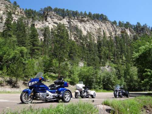 Mountain Motorcycles Blue Sky Nature South Dakota