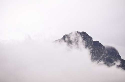 Mountain Summit Fog Misty Clouds Nature Landscape