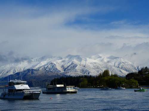 Mountains Snow Otago New Zealand Lake Ships