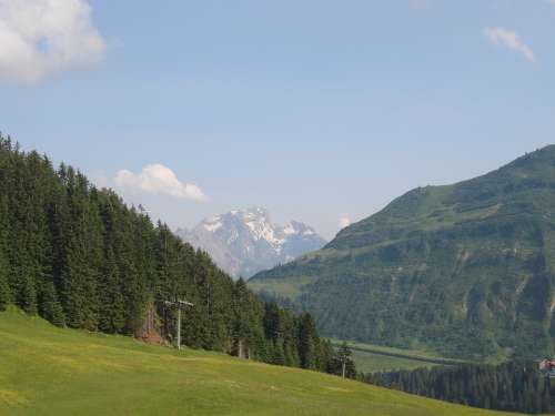 Mountains Forest Lift Outlook Alm Austria