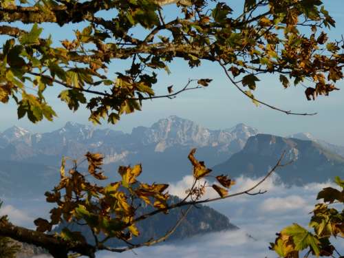 Mountains Alpine Switzerland Rigi View Clouds