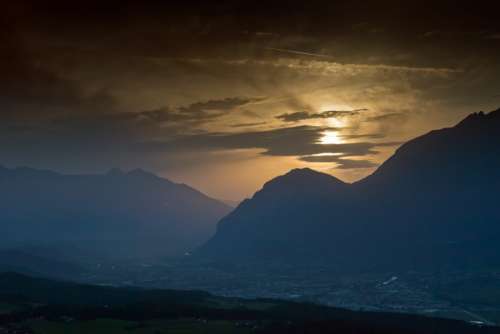 Mountains Sunset Alps Inn Valley Innsbruck Austria