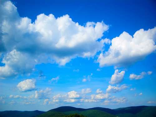 Mountains Sky Clouds Blue White Blue Ridge Range