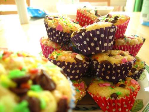 Muffins Colorful Baked Children'S Birthday Children