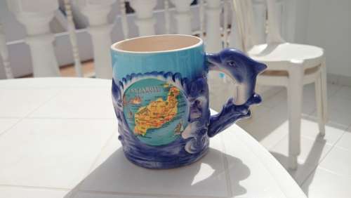 Mug Cup Cermamics Lanzarote Blue Souvenir