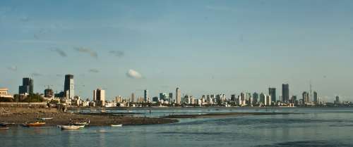 Mumbai Bombay Skyline Bay Ocean Sea India City