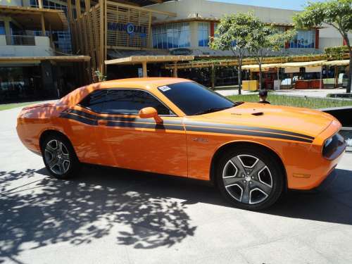 Muscle Car Challenger Orange Automobile Retro