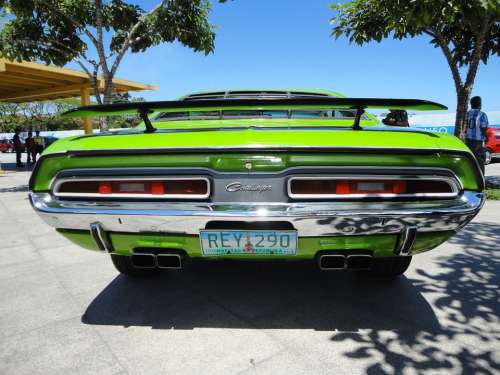 Muscle Car Challenger Vintage Green Retro Rear