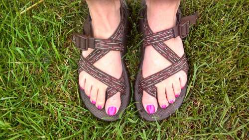 Nail Polish Nails Pink Feet Toes Grass Sandals