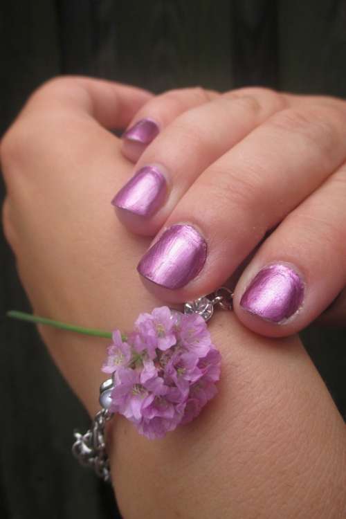 Nails Hand Jewel Bracelet Flower Paint Pink