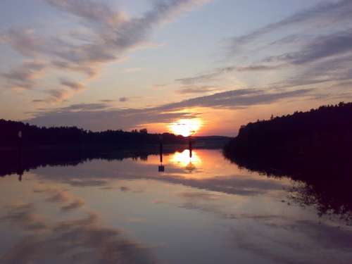 Nature Lake Abendstimmung Sunset